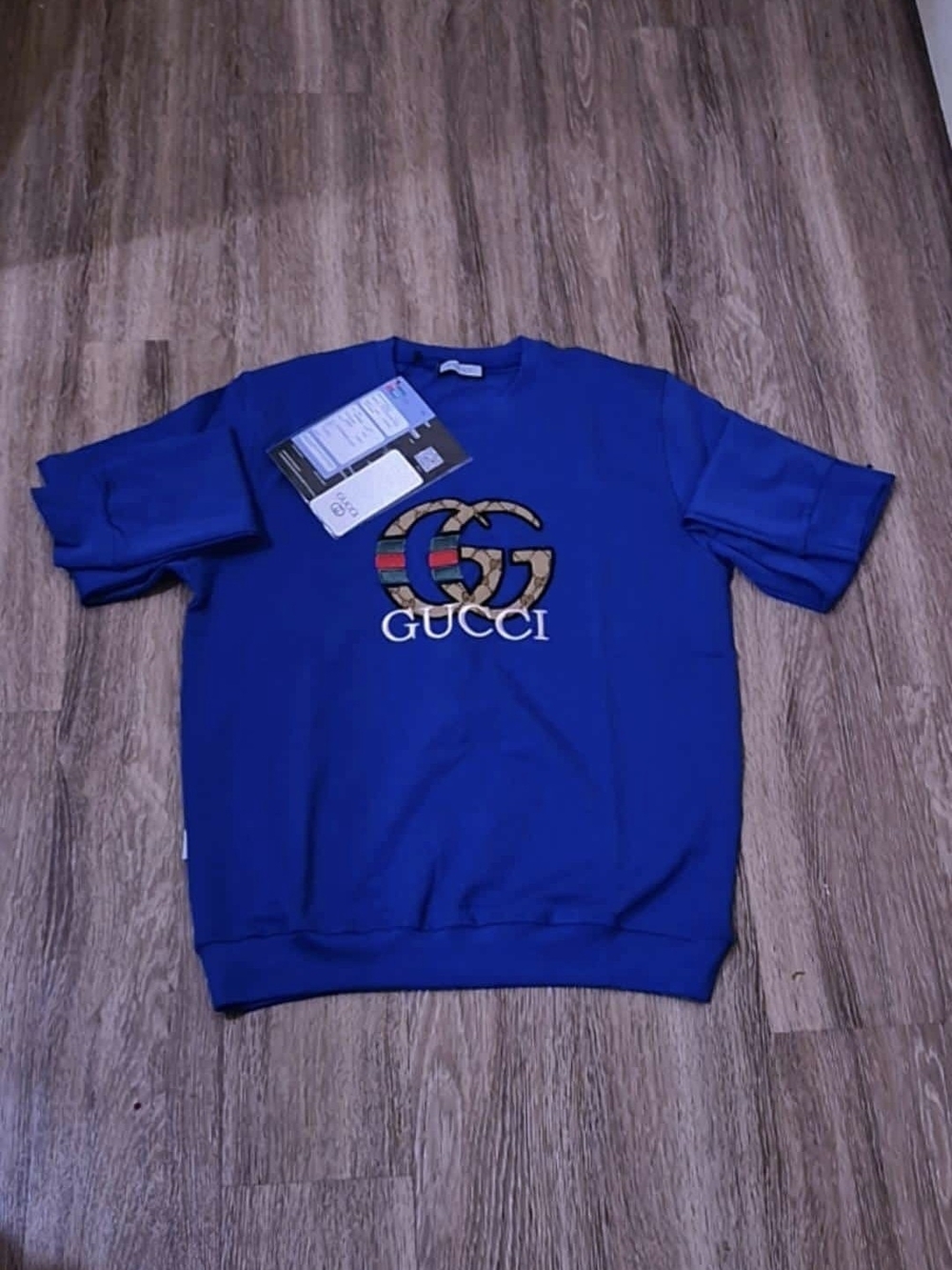 Gucci Men's Royal Blue Crewneck Sweater with GG Logo
